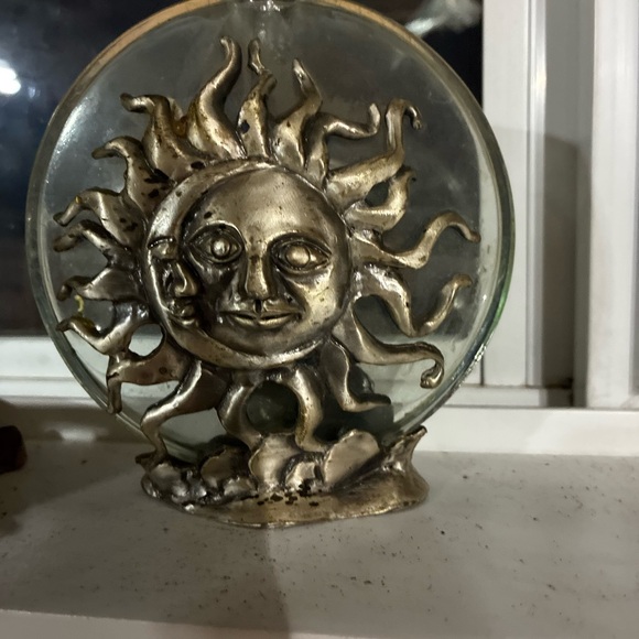Other - Metallic Sun Sculpture Glass Plate Decorative Accent - Gold